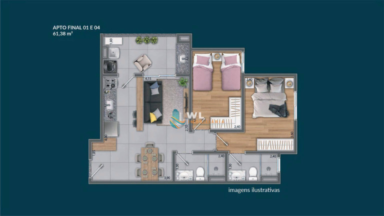 Imagem Apartamento com 2 Quartos à Venda, 61 m² em Jardim Torres São José - Jundiaí