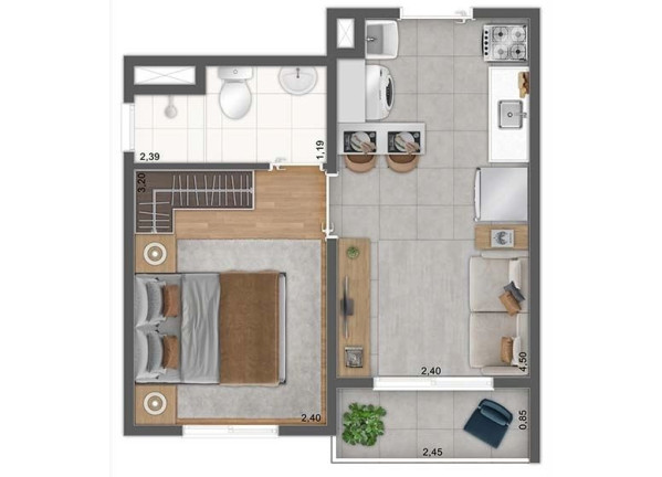 Imagem Apartamento com 1 Quarto à Venda, 26 m² em Brás - São Paulo