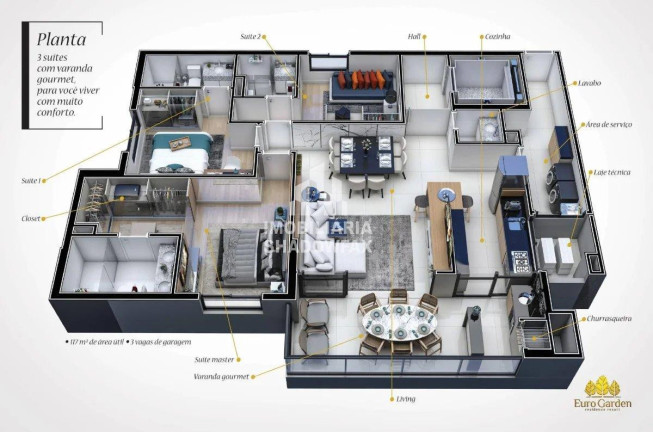 Imagem Apartamento com 3 Quartos à Venda, 117 m² em Jardim Europa - Dourados Imagem Apartamento com 3 Quartos à Venda, 117 m² em Jardim Europa - Dourados