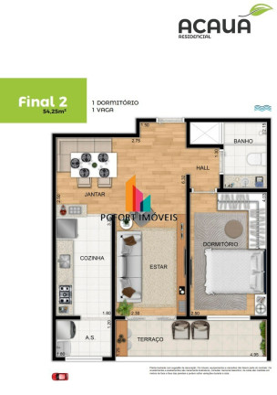 Imagem Apartamento com 1 Quarto à Venda, 53 m² em Aviação - Praia Grande