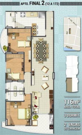 Apartamento com 3 Quartos à Venda, 116 m² em Canto Do Forte - Praia Grande