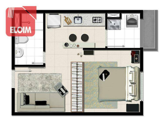Imagem Apartamento com 1 Quarto para Alugar, 31 m² em Brás - São Paulo