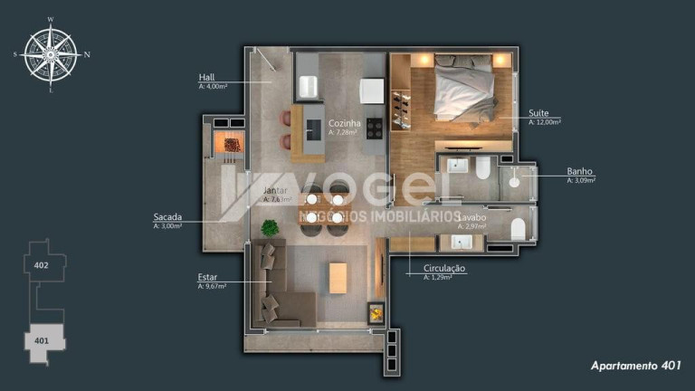 Imagem Apartamento com 1 Quarto à Venda, 44 m² em Centro - Canela