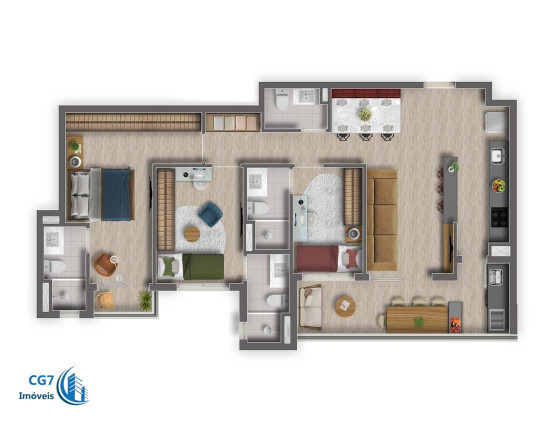 Apartamento com 3 Quartos à Venda, 89 m² em Centro Comercial Jubran - Barueri
