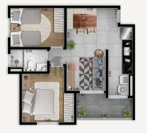 Imagem Apartamento com 2 Quartos à Venda, 52 m² em Vila Espírito Santo - Sorocaba