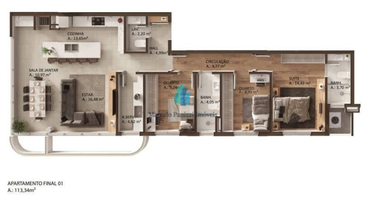 Imagem Apartamento com 3 Quartos à Venda, 113 m² em Centro - Bento Gonçalves