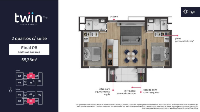 Apartamento com 2 Quartos à Venda, 57 m² em Portão - Curitiba