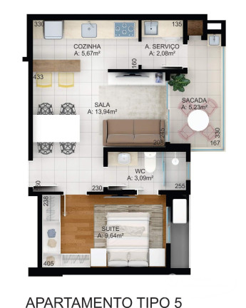 Apartamento com 1 Quarto à Venda, 49 m² em Anita Garibaldi - Joinville