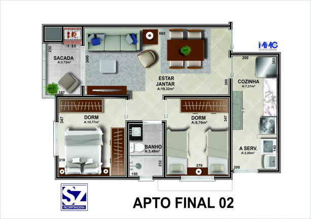 Apartamento com 2 Quartos à Venda, 68 m² em Nossa Senhora Do Rosário - Santa Maria