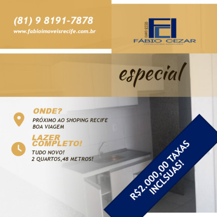 Apartamento com 1 Quarto para Alugar, 36 m² em Boa Viagem - Recife