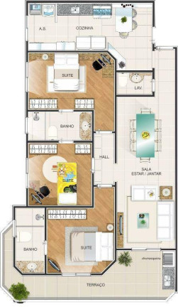 Foto do imóvel Apartamento com 3 Quartos à Venda, 100 m² em Canto Do Forte - Praia Grande