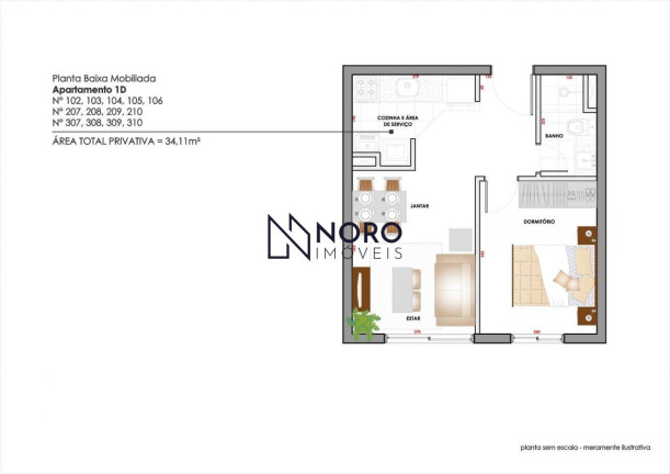 Apartamento com 1 Quarto à Venda, 34 m² em Centro - Santa Maria