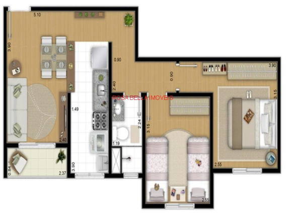 Imagem Apartamento com 2 Quartos à Venda, 50 m² em Vila Nambi - Jundiaí
