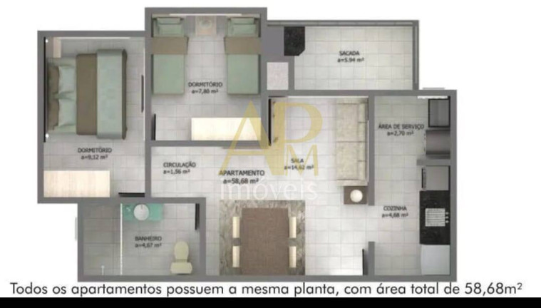 Imagem Apartamento com 2 Quartos à Venda, 58 m² em Balneário - Florianópolis Imagem Apartamento com 2 Quartos à Venda, 58 m² em Balneário - Florianópolis
