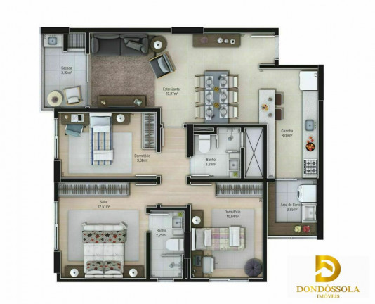 Imagem Apartamento com 2 Quartos à Venda, 160 m² em Centro - Criciúma