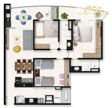 Imagem Apartamento com 3 Quartos à Venda, 90 m² em Pedras - Eusébio Imagem Apartamento com 3 Quartos à Venda, 90 m² em Pedras - Eusébio
