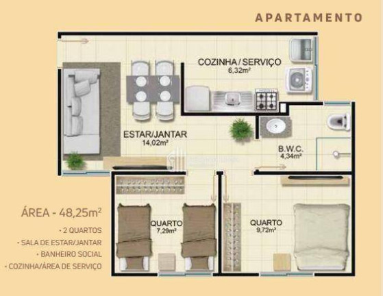 Imagem Apartamento com 2 Quartos à Venda, 48 m² em Renascença - Teresina