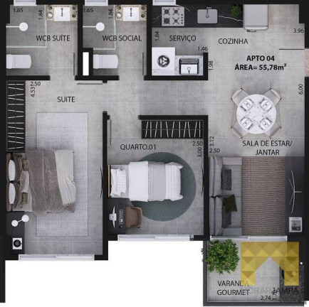 Imagem Studio com 2 Quartos à Venda, 60 m² em Jardim Oceania - João Pessoa Imagem Studio com 2 Quartos à Venda, 60 m² em Jardim Oceania - João Pessoa