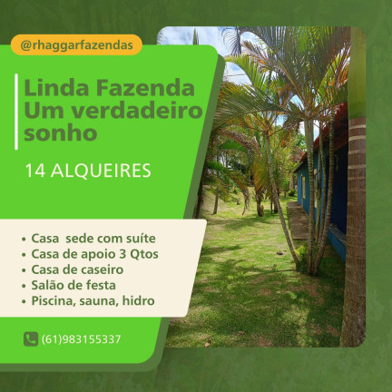 Fazenda à Venda, 14 m² em Zona Rural - Luziânia