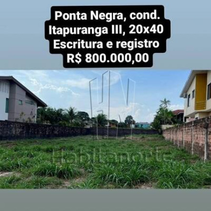 Foto do imóvel Terreno à Venda, 800 m² em Ponta Negra - Manaus Foto do imóvel Terreno à Venda, 800 m² em Ponta Negra - Manaus