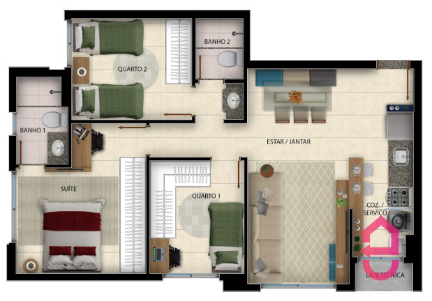 Imagem Apartamento com 3 Quartos à Venda, 73 m² em Parque Amazônia - Goiânia Imagem Apartamento com 3 Quartos à Venda, 73 m² em Parque Amazônia - Goiânia