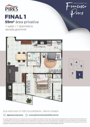 Imagem Apartamento com 2 Quartos à Venda, 60 m² em Guilhermina - Praia Grande