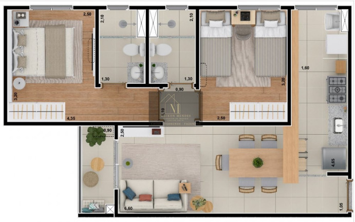 Imagem Apartamento com 2 Quartos à Venda, 55 m² em Jardim Europa - Sorocaba