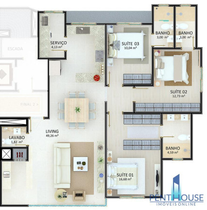 Imagem Apartamento com 3 Quartos à Venda, 120 m² em Centro - Balneário Camboriú Imagem Apartamento com 3 Quartos à Venda, 120 m² em Centro - Balneário Camboriú