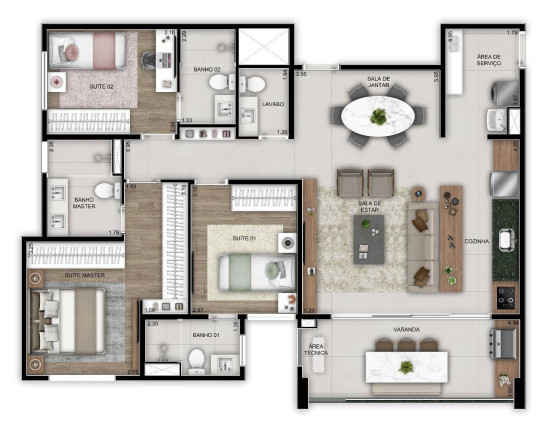 Imagem Apartamento com 3 Quartos à Venda, 104 m² em Nova Campinas - Campinas