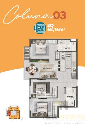 Apartamento com 3 Quartos à Venda, 68 m² em Praia De Itaparica - Vila Velha