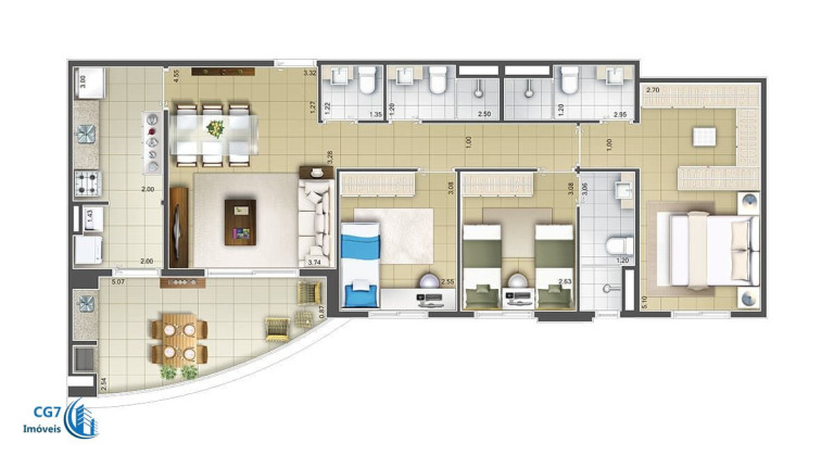 Apartamento com 3 Quartos à Venda, 97 m² em Alphaville Empresarial - Barueri