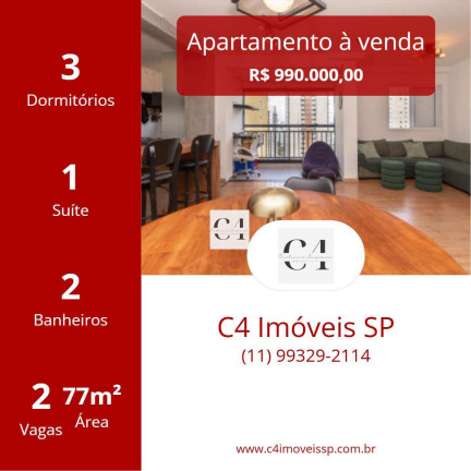 Apartamento com 3 Quartos à Venda, 77 m² em Saúde - São Paulo
