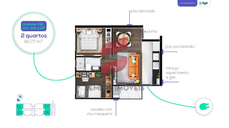 Imagem Apartamento com 2 Quartos à Venda, 48 m² em Capão Raso - Curitiba Imagem Apartamento com 2 Quartos à Venda, 48 m² em Capão Raso - Curitiba