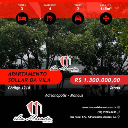 Apartamento com 3 Quartos à Venda, 145 m² em Adrianópolis - Manaus