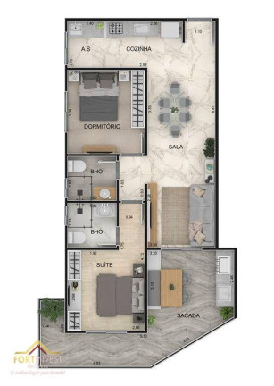 Imagem Imóvel com 2 Quartos à Venda, 77 m² em Mirim - Praia Grande