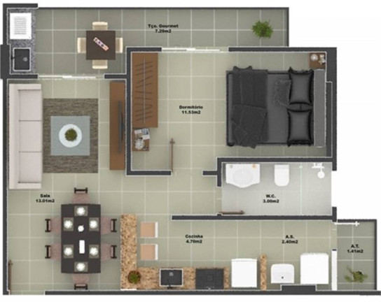 Imagem Apartamento com 1 Quarto à Venda, 51 m² em Guilhermina - Praia Grande