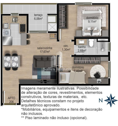 Imagem Apartamento com 2 Quartos à Venda, 48 m² em Cidade Nova - Caxias Do Sul