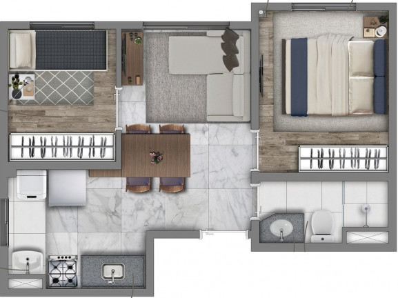 Imagem Apartamento com 2 Quartos à Venda, 44 m² em Jardim Caravelas - São Paulo