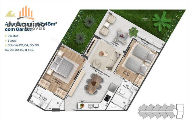 Apartamento com 2 Quartos à Venda, 10.000 m² em Loteamento Parque Das Fontes - Aquiraz