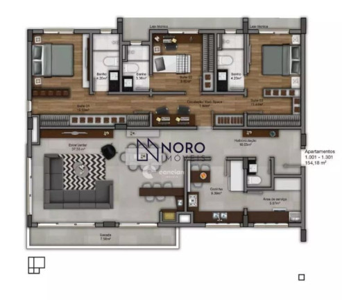 Apartamento com 3 Quartos à Venda, 154 m² em Nossa Senhora De Lourdes - Santa Maria