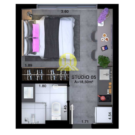 Imagem Studio com 1 Quarto à Venda, 18 m² em Rebouças - Curitiba