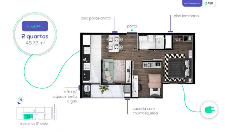 Imagem Apartamento com 2 Quartos à Venda, 49 m² em Capão Raso - Curitiba Imagem Apartamento com 2 Quartos à Venda, 49 m² em Capão Raso - Curitiba