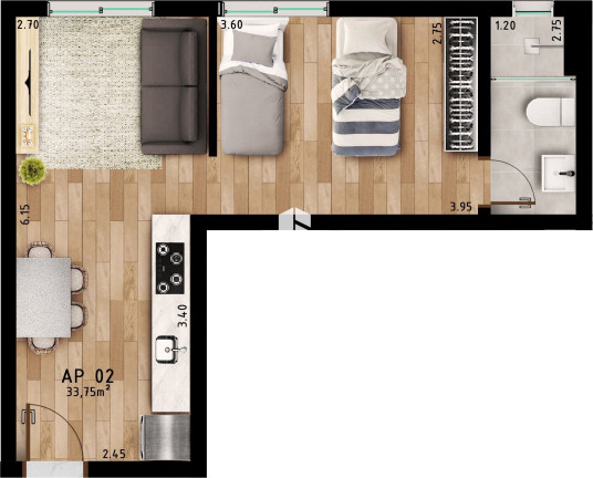 Imagem Imóvel com 1 Quarto à Venda, 33 m² em Camobi - Santa Maria