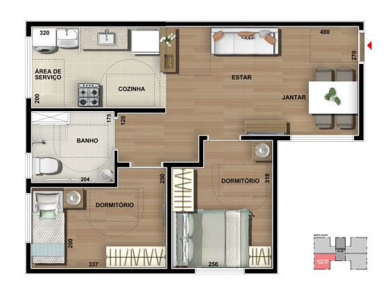 Imagem Apartamento com 2 Quartos à Venda, 43 m² em Cental Park - Vespasiano