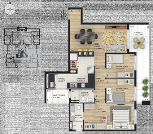 Imagem Apartamento com 3 Quartos à Venda, 125 m² em Madureira - Caxias Do Sul