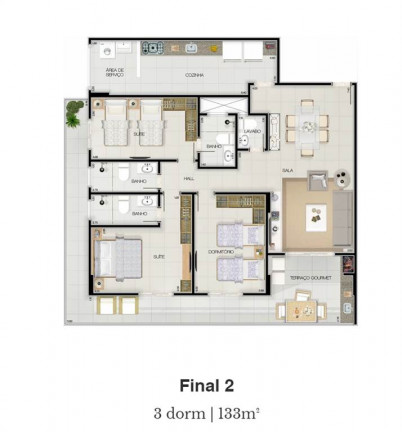 Imagem Apartamento com 3 Quartos à Venda, 133 m² em Forte - Praia Grande