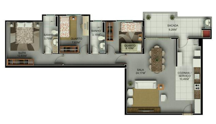 Imagem Apartamento com 3 Quartos à Venda, 92 m² em Centro - São José Dos Pinhais