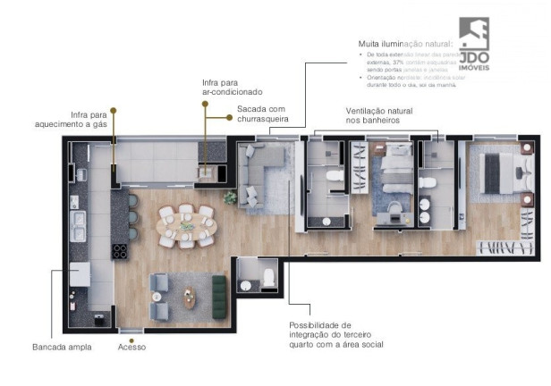 Imagem Apartamento com 3 Quartos à Venda, 93 m² em Boa Vista - Curitiba
