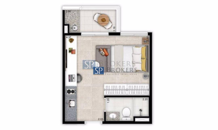 Imagem Studio com 1 Quarto à Venda, 25 m² em Centro - São Paulo