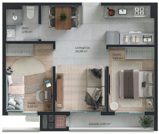 Imagem Apartamento com 2 Quartos à Venda, 53 m² em Barreiros - São José